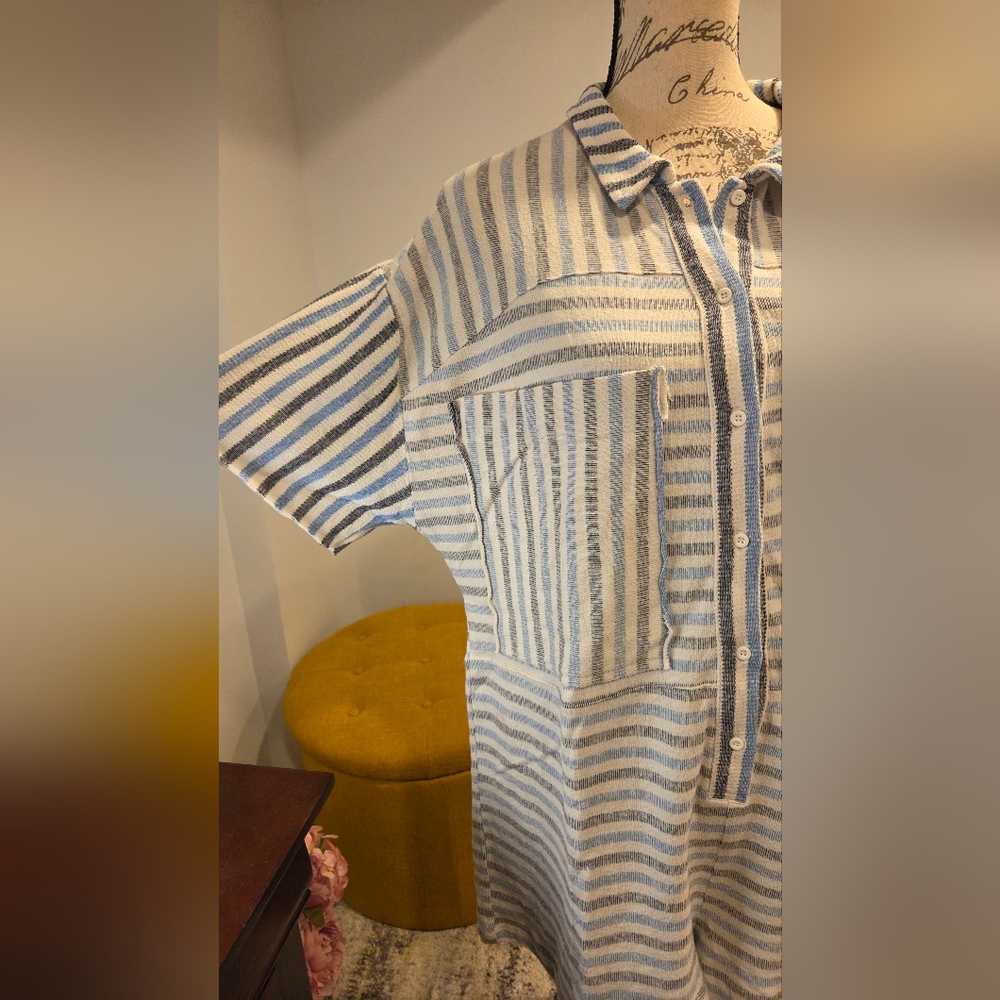Free People Striped Button-Up Romper Size M. - Picture 6 of 15